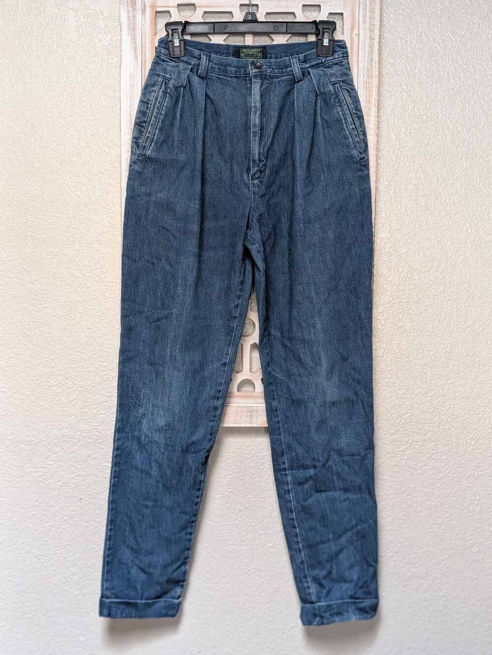 Vntg 90s Ralph Lauren Country denim chino jeans pleated cuffed women 6 high rise